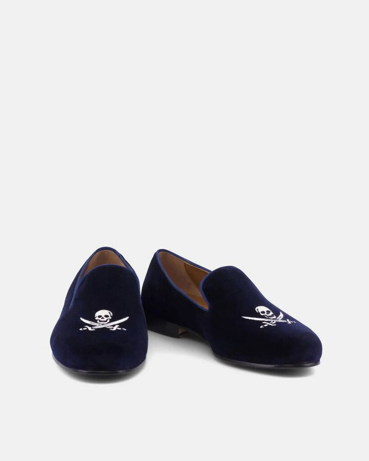 Jon Josef Blue Velvet Skull Loafers - Size 7 (retails for $395)