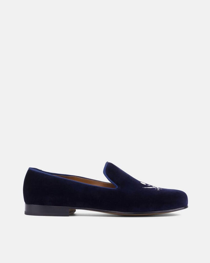Jon Josef Blue Velvet Skull Loafers - Size 7 (retails for $395)