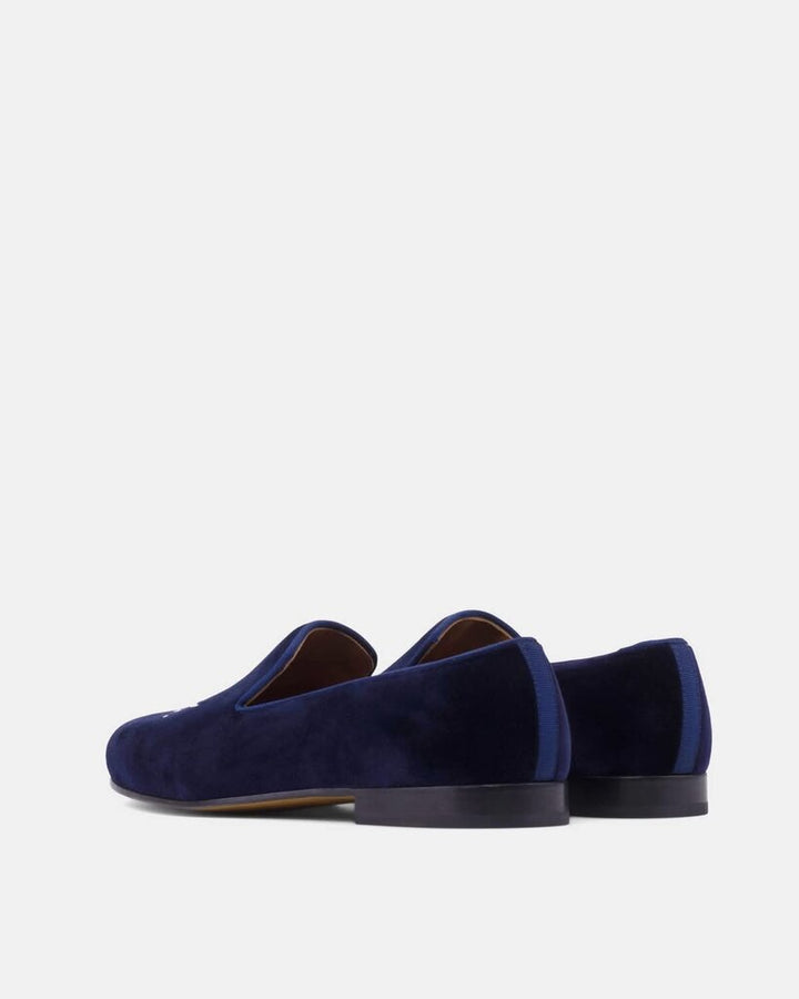 Jon Josef Blue Velvet Skull Loafers - Size 7 (retails for $395)