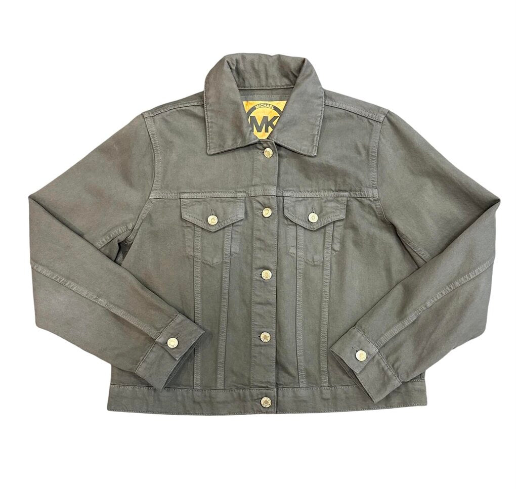 Michael Kors Denim Jacket In Olive - Size Large