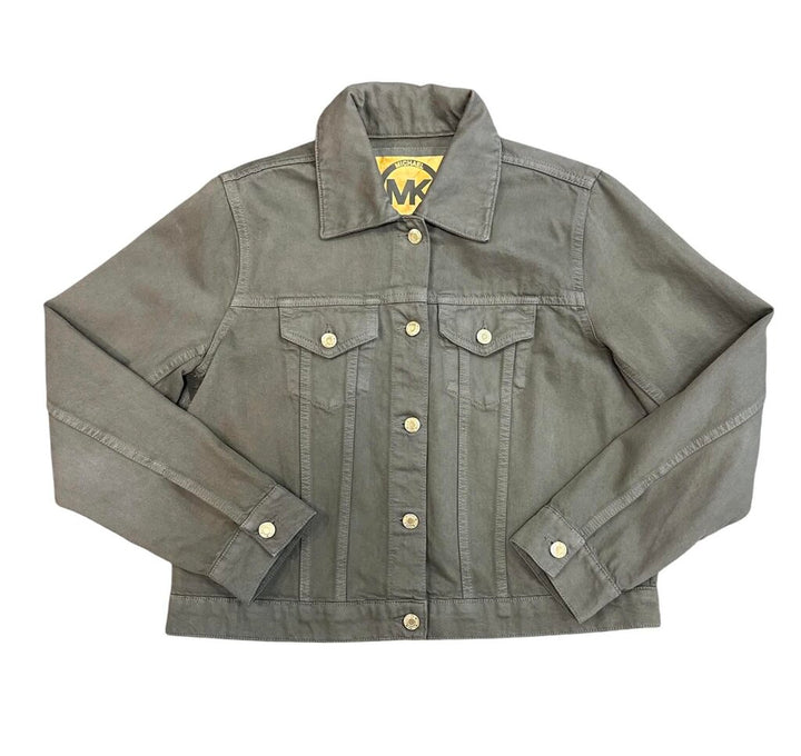 Michael Kors Denim Jacket In Olive - Size Large