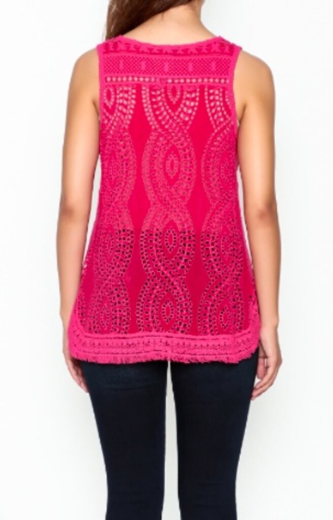 Johnny Was Eyelet Tank In Pink - Size Medium