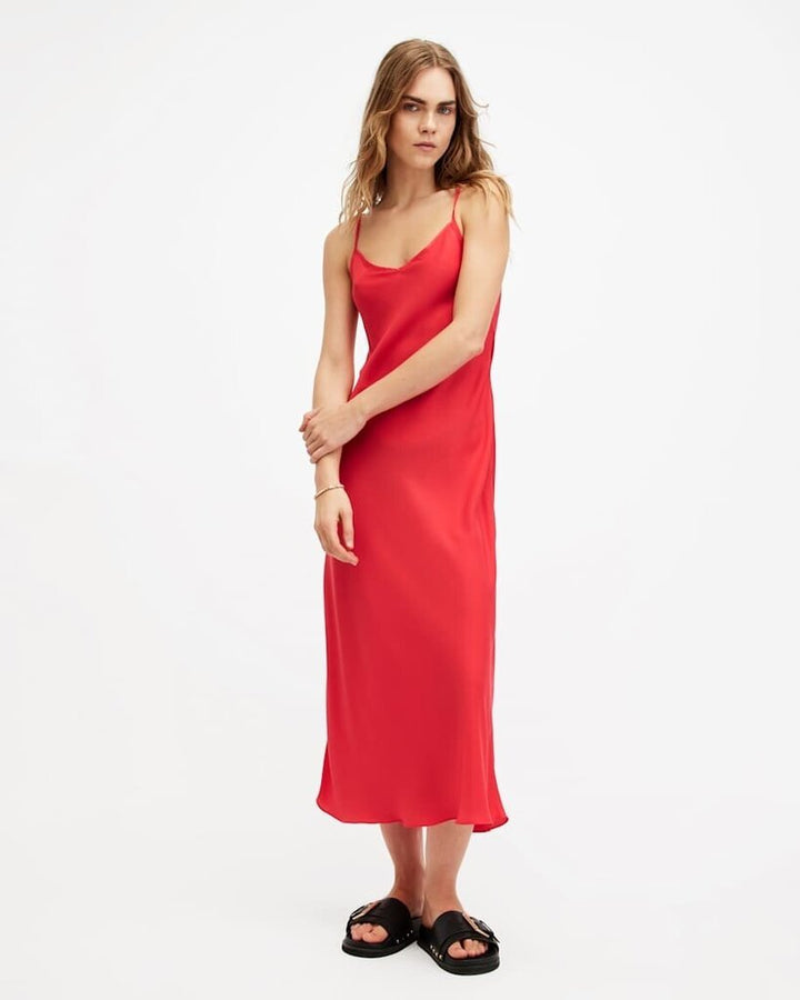 All Saints Bryony V-Neck Midi Slip Dress - Size 10