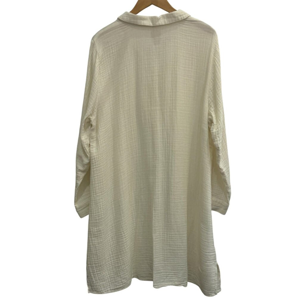 Eileen Fisher Cotton Gauze Button Up Shirt Dress - Size 1X