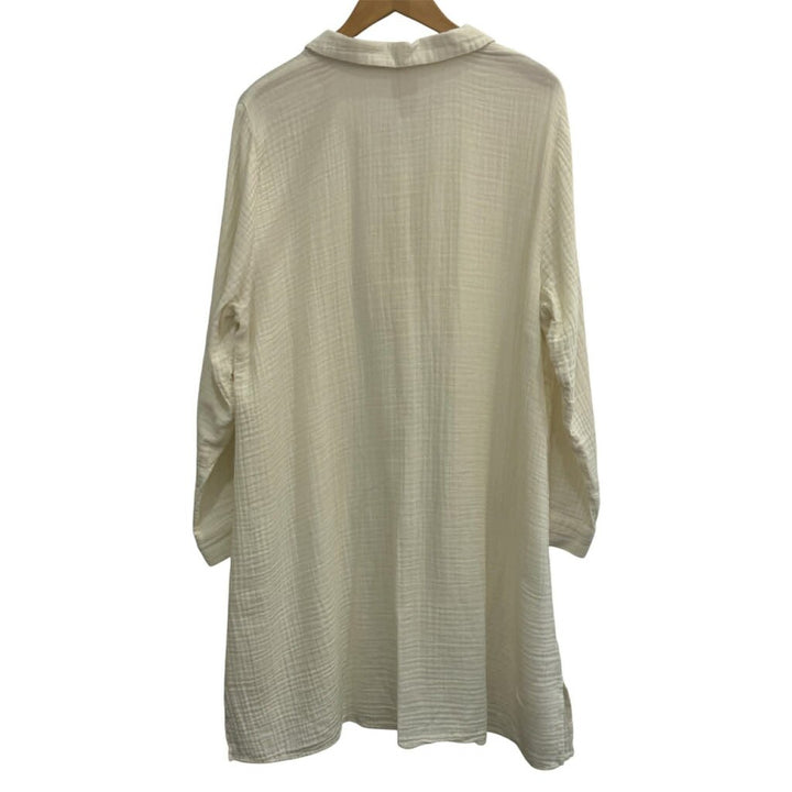 Eileen Fisher Cotton Gauze Button Up Shirt Dress - Size 1X