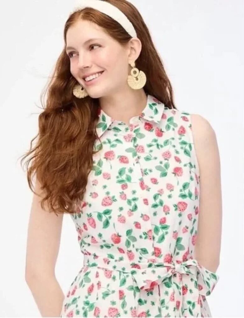 J Crew Strawberry Print Midi Dress - Size 4