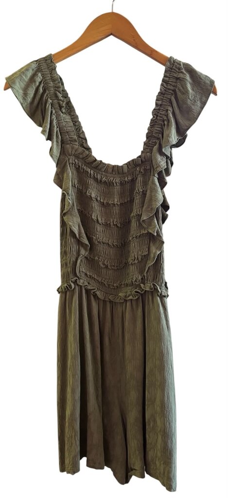 Current Air Ruffled Romper In Green - Size Small