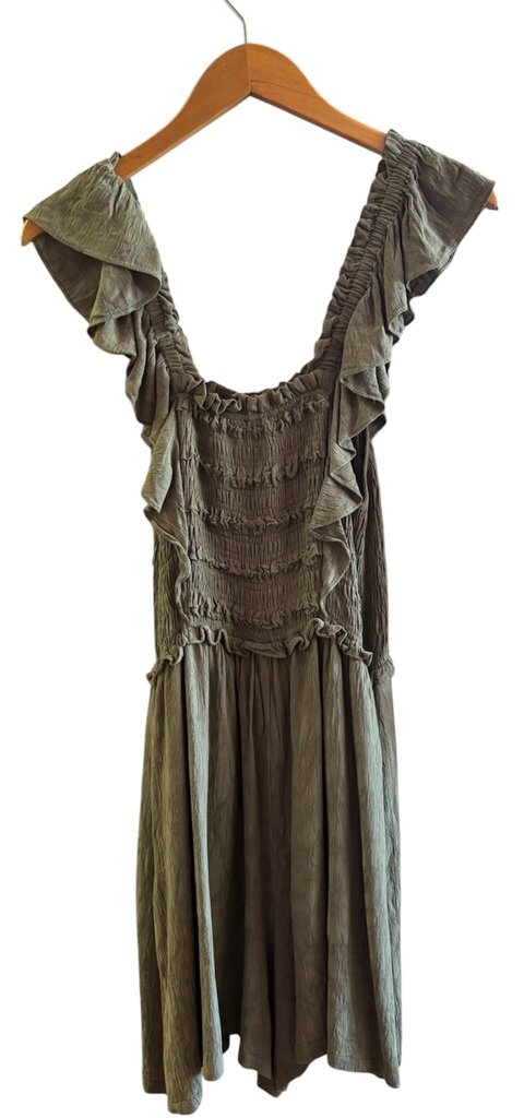 Current Air Ruffled Romper In Green - Size Small