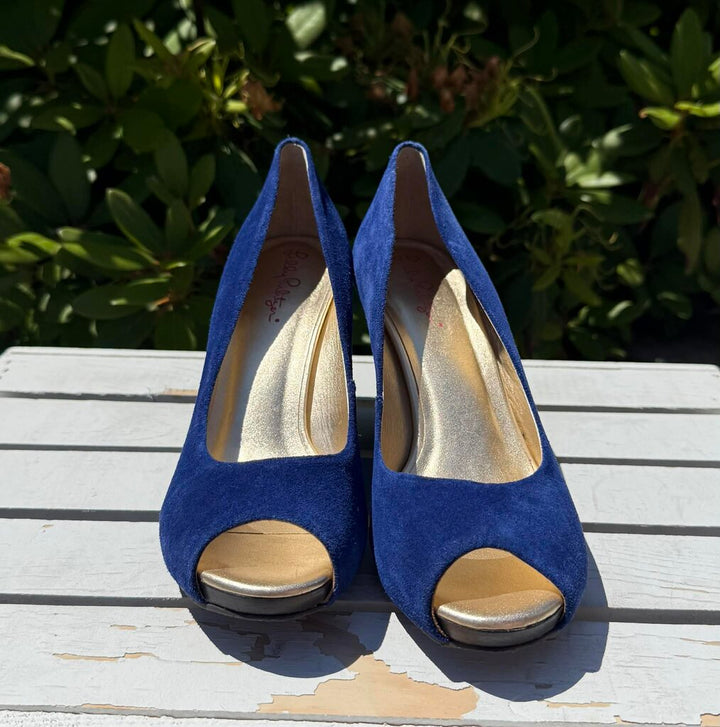 Lilly Pulitzer Resort Chic Wedge Suede Heels - Size 8.5