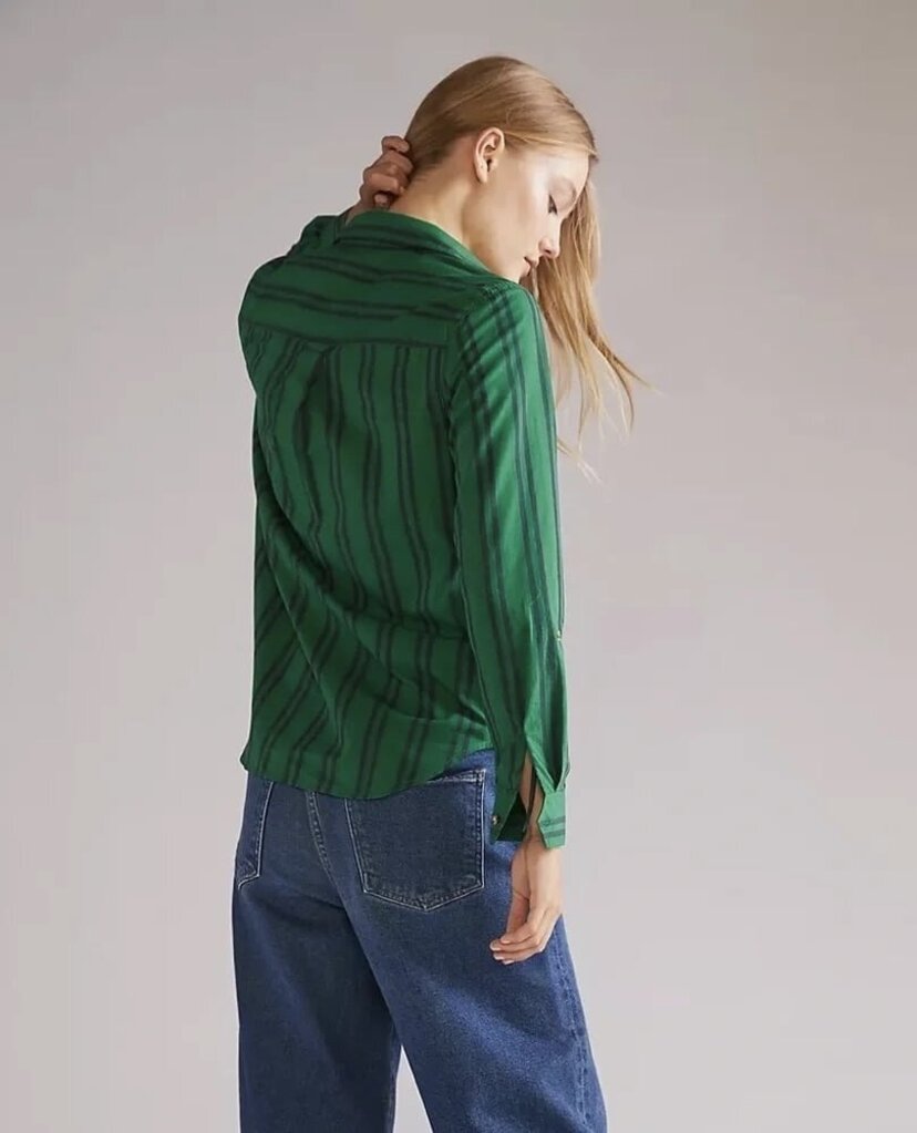 Maeve Striped Button Down In Green - Size 8