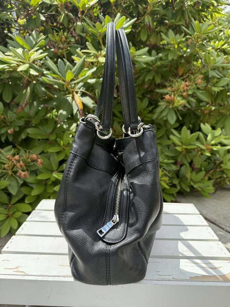 Coach Lexy Black Pebble Leather Shoulder Purse