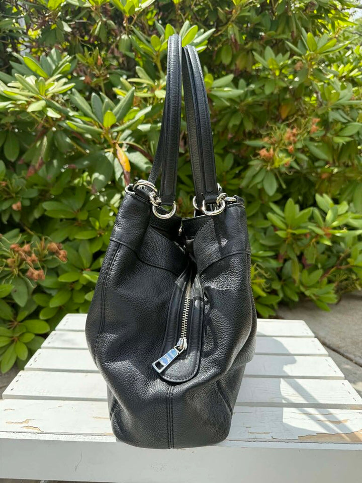 Coach Lexy Black Pebble Leather Shoulder Purse