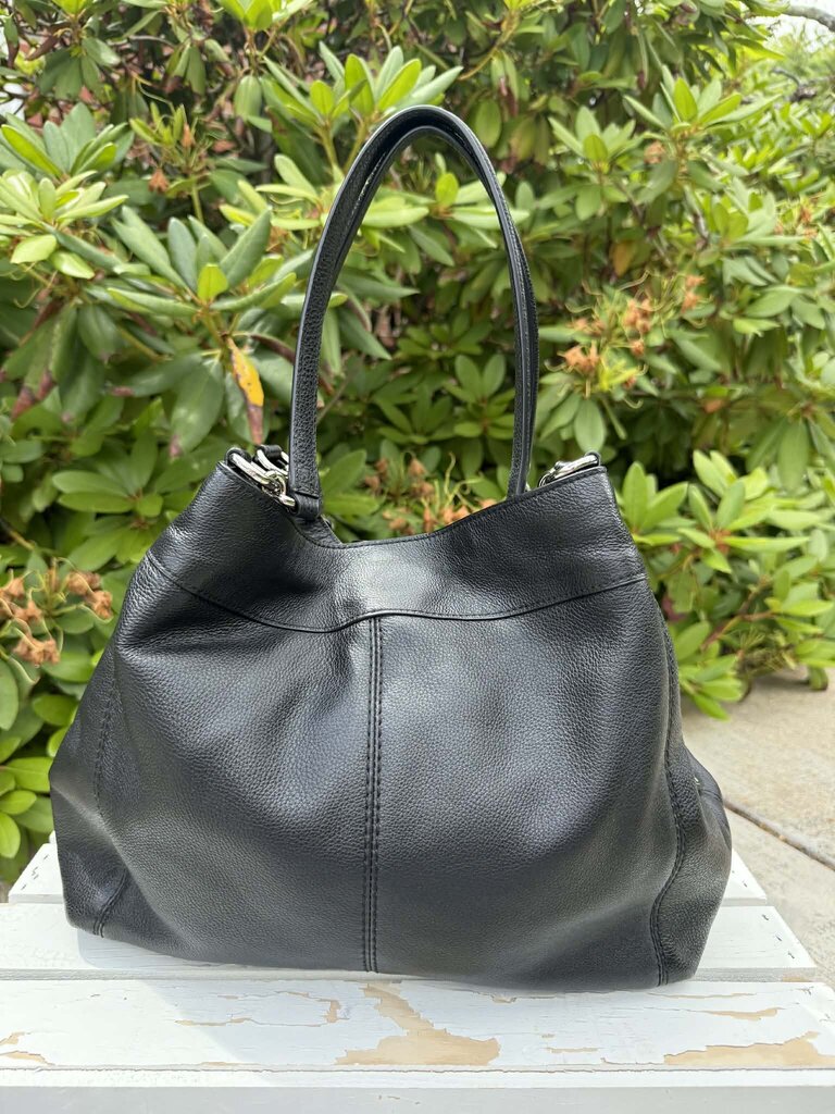 Coach Lexy Black Pebble Leather Shoulder Purse