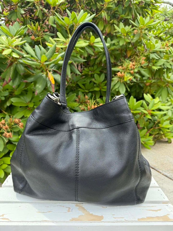 Coach Lexy Black Pebble Leather Shoulder Purse