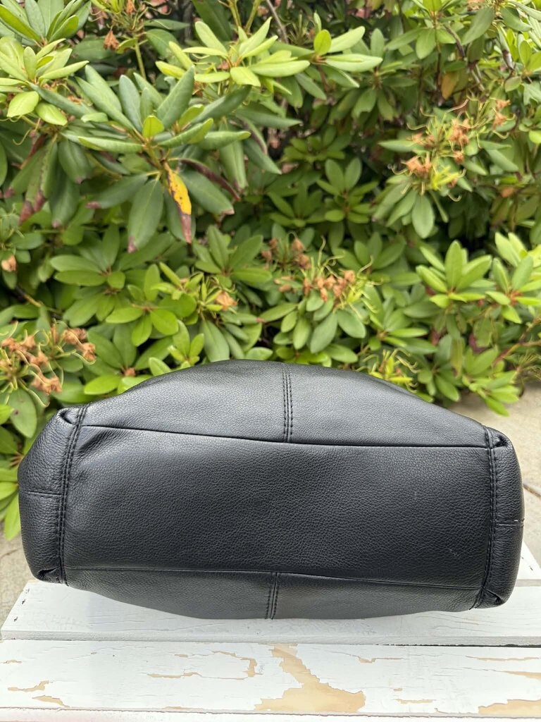 Coach Lexy Black Pebble Leather Shoulder Purse
