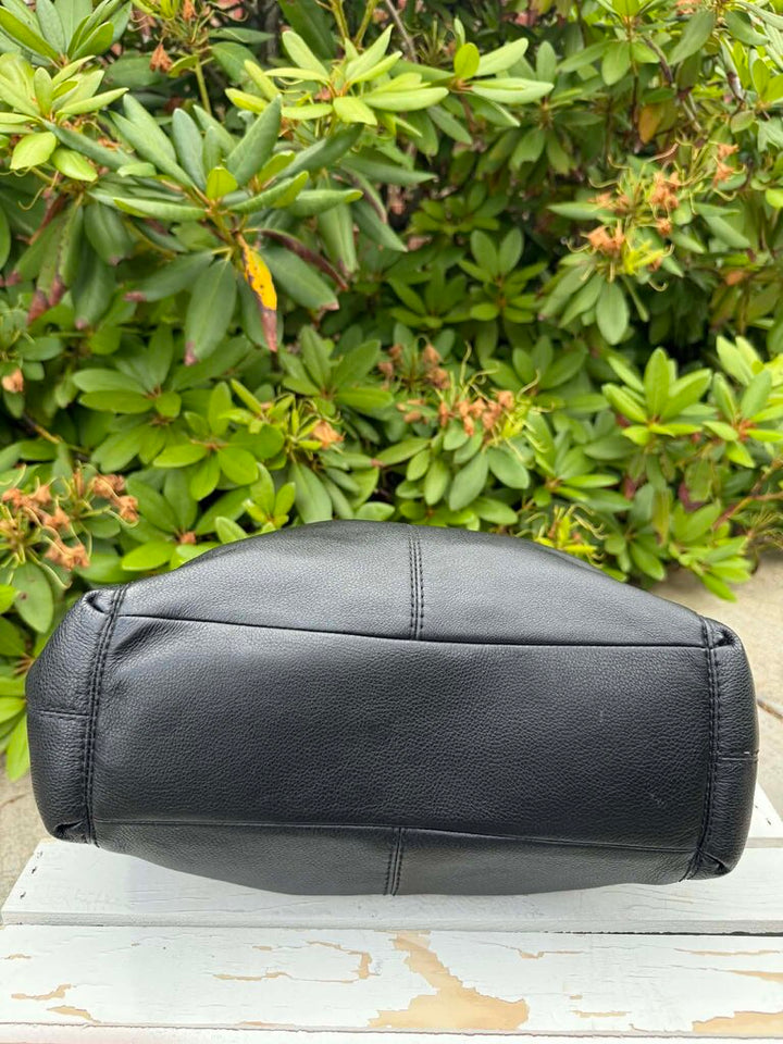 Coach Lexy Black Pebble Leather Shoulder Purse