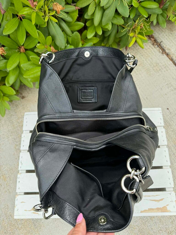 Coach Lexy Black Pebble Leather Shoulder Purse