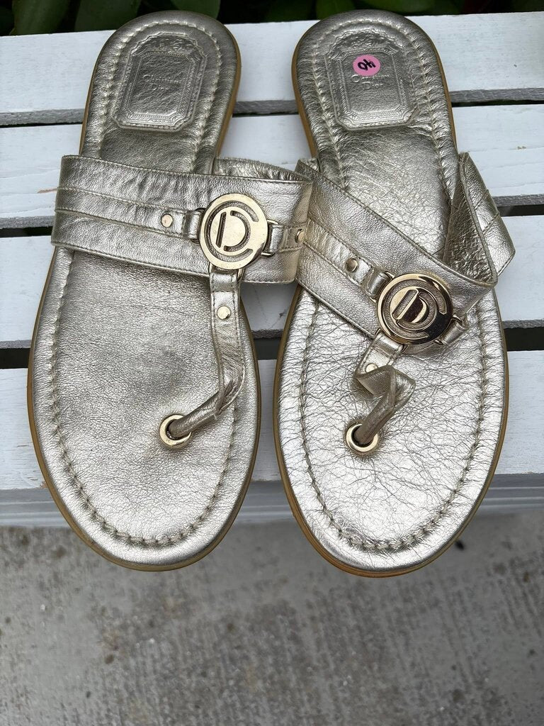 Christian Dior Metallic Leather Thong Sandals - Size 40