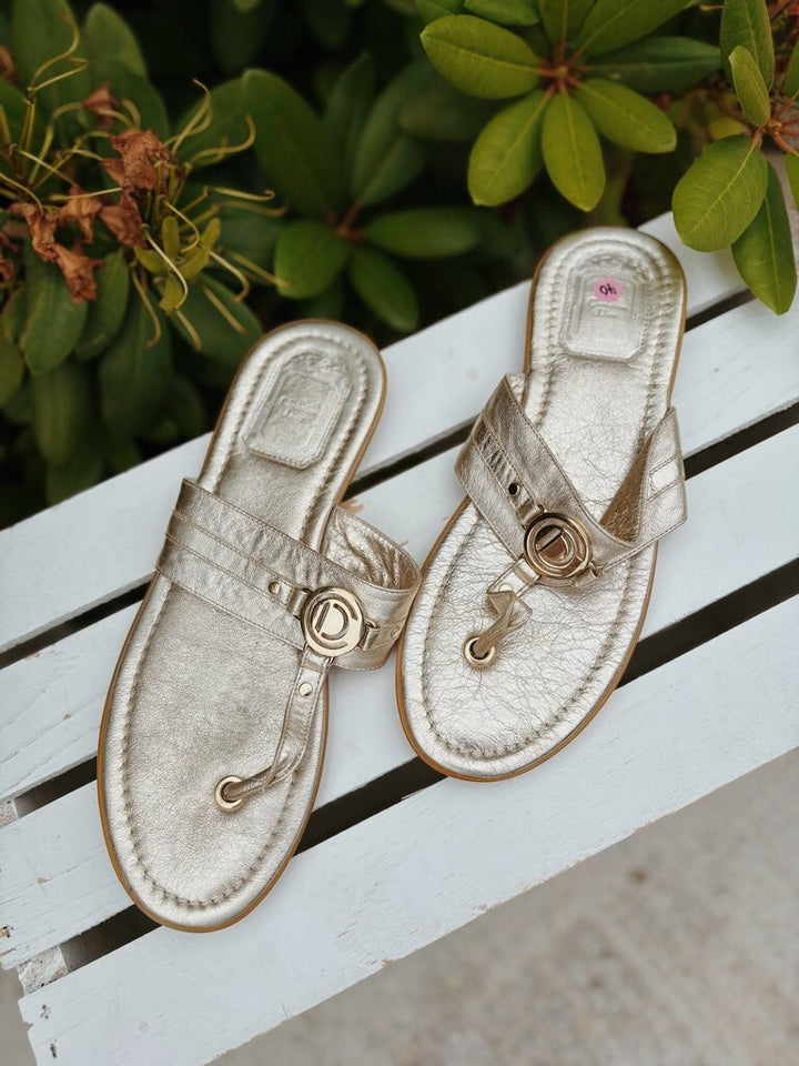 Christian Dior Metallic Leather Thong Sandals - Size 40