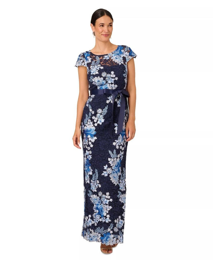 Adrianna Papell Embroidered Lace Dress - Size 12