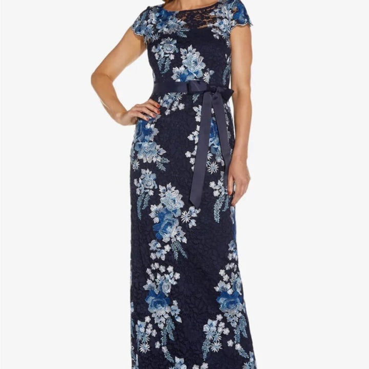 Adrianna Papell Embroidered Lace Dress - Size 12