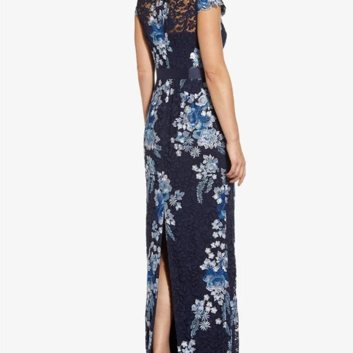 Adrianna Papell Embroidered Lace Dress - Size 12