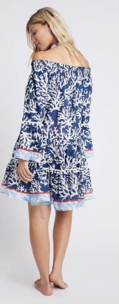 Debbie Katz Off The Shoulder Dress In Blue - Size Medium