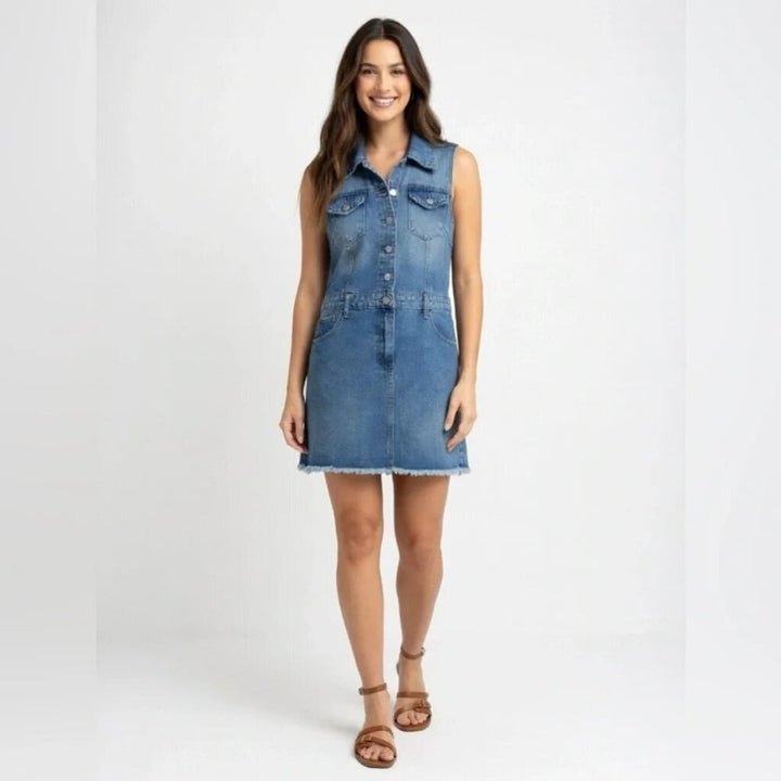 Joie Sleeveless Denim Mini Dress - Size Medium