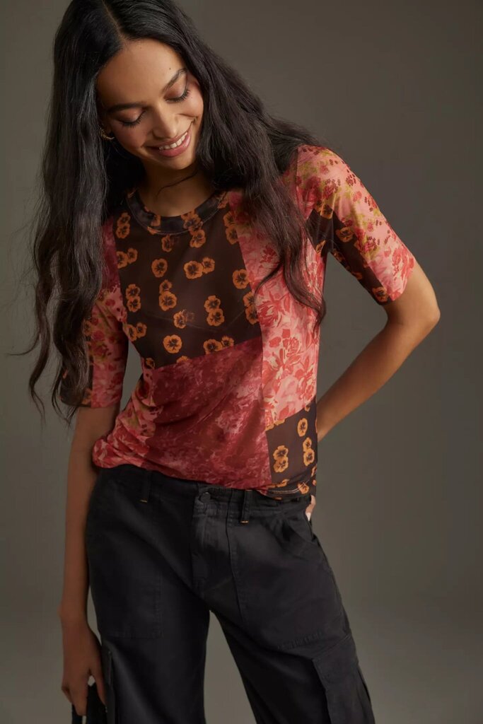 Anthropologie NWT Porridge Mesh Half-Sleeve Top