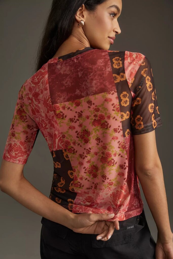 Anthropologie NWT Porridge Mesh Half-Sleeve Top