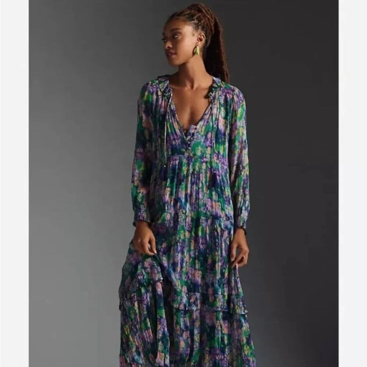 Anthropologie Marais Printed Chiffon Maxi Dress - Size Large
