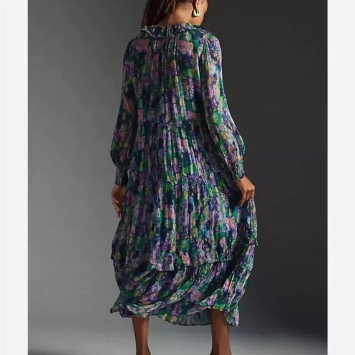 Anthropologie Marais Printed Chiffon Maxi Dress - Size Large