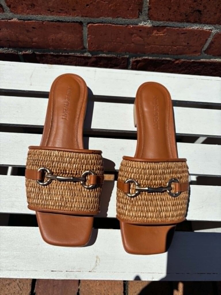 J McLaughlin Luiza Raffia Slide Sandals - Size 7.5