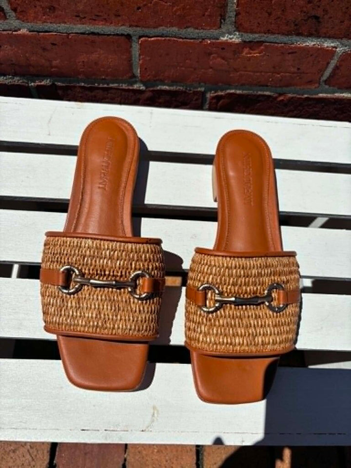 J McLaughlin Luiza Raffia Slide Sandals - Size 7.5