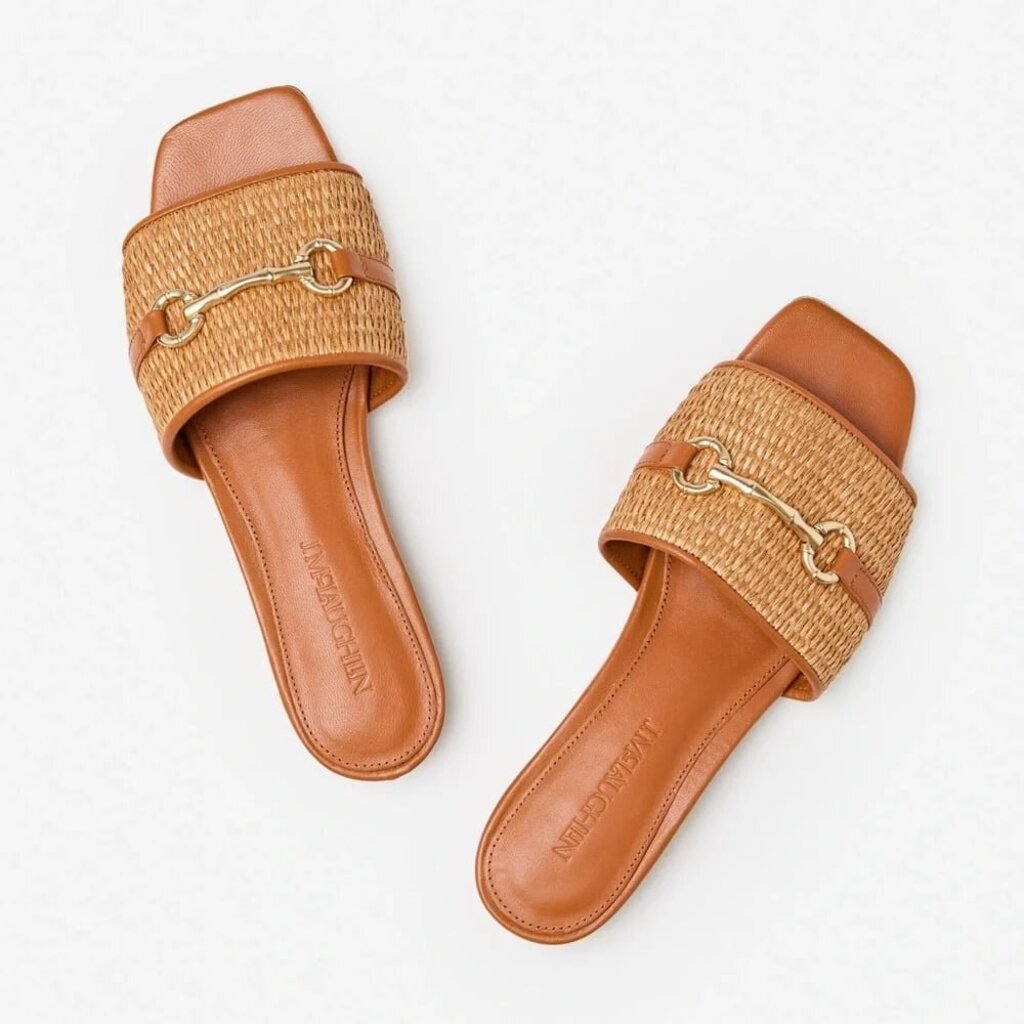 J McLaughlin Luiza Raffia Slide Sandals - Size 7.5