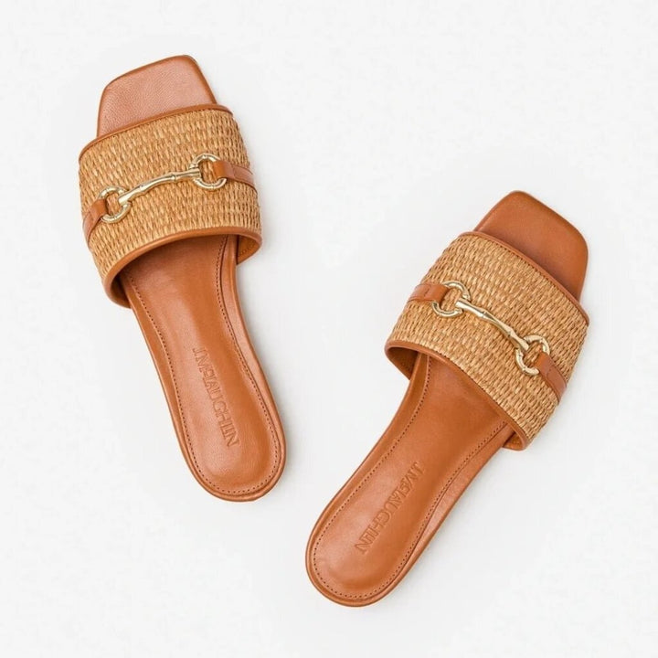 J McLaughlin Luiza Raffia Slide Sandals - Size 7.5