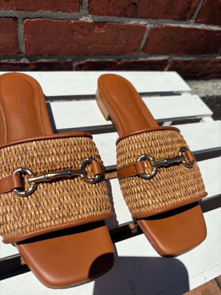 J McLaughlin Luiza Raffia Slide Sandals - Size 7.5