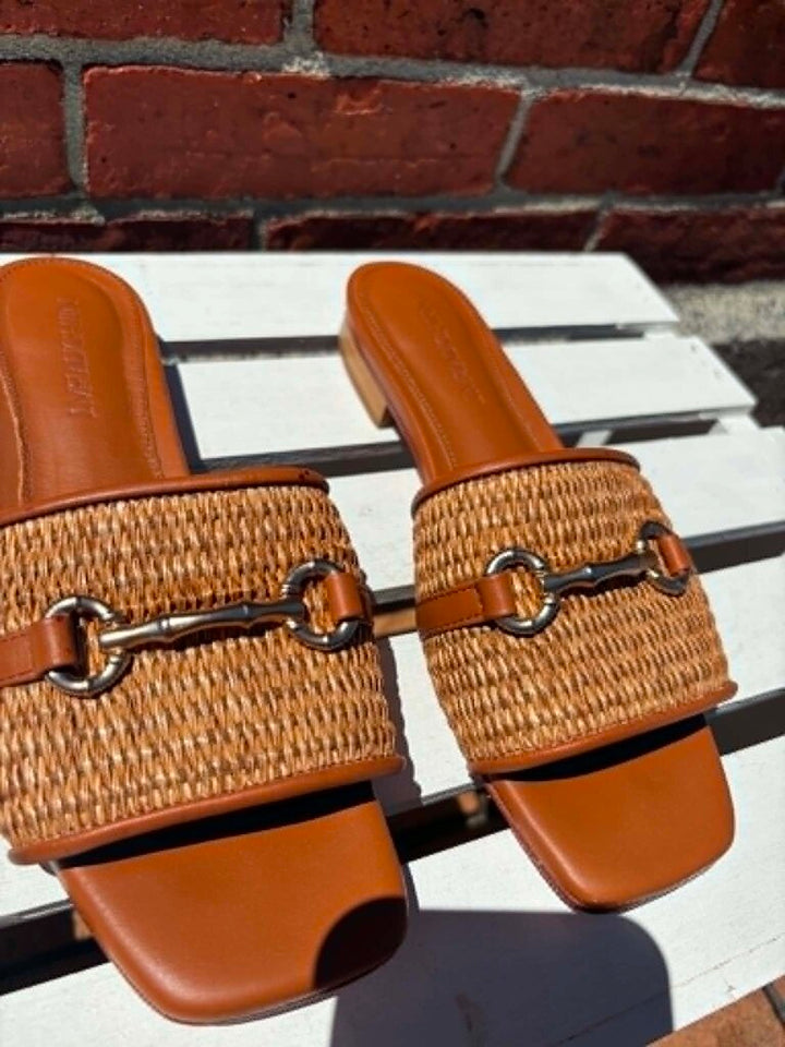 J McLaughlin Luiza Raffia Slide Sandals - Size 7.5