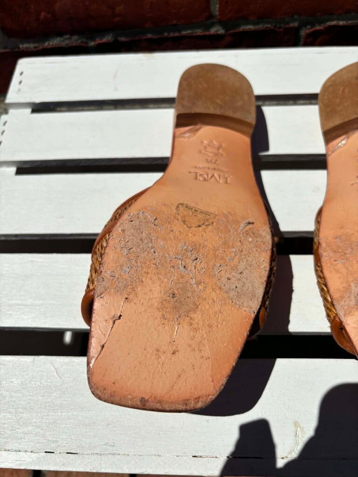 J McLaughlin Luiza Raffia Slide Sandals - Size 7.5