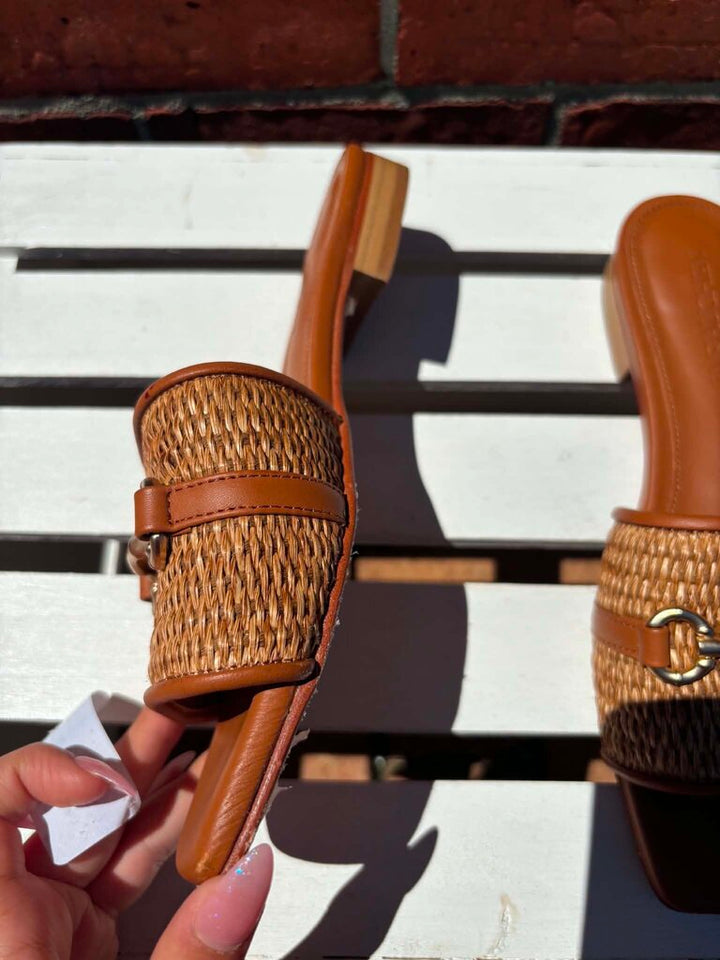 J McLaughlin Luiza Raffia Slide Sandals - Size 7.5