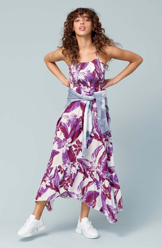 Free People Heat Wave Floral Print High Low Dress - Size XL