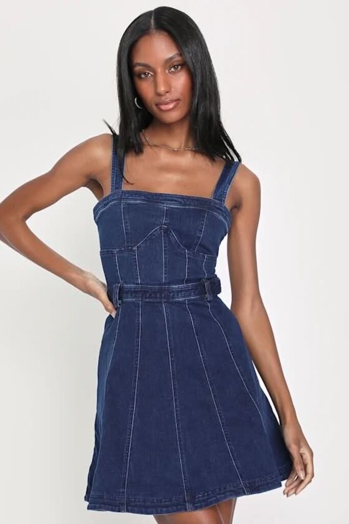 Free People Margot Denim Mini Dress - Size Large