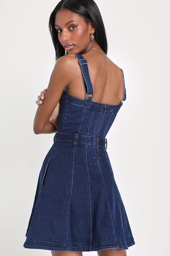 Free People Margot Denim Mini Dress - Size Large