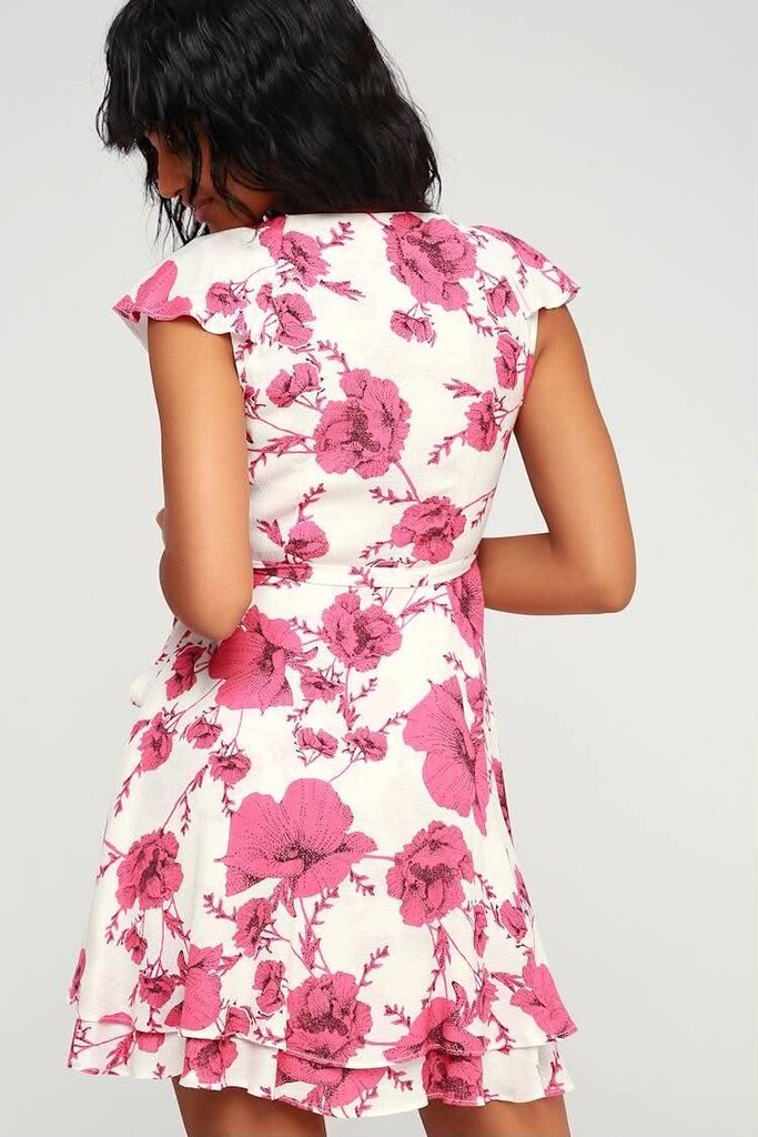 Free People French Quarter Ivory Floral Print Wrap Dress - Size Large