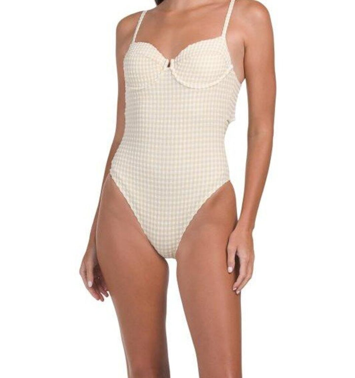 Dippin Daisies NWT Gingham Saltwater One Piece in Latte - Size Small