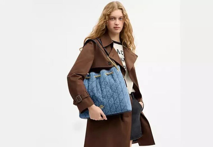 Coach Evelyn Large Shoulder Bag in Regenerative Cotton With Quilting (Retails for $395)