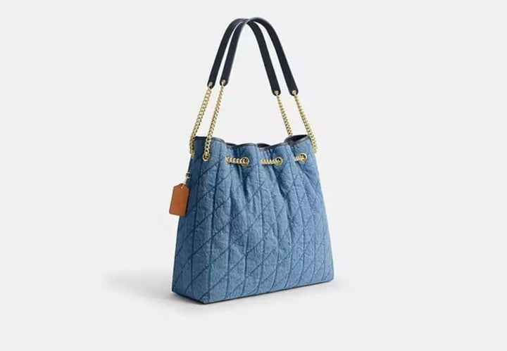 Coach Evelyn Large Shoulder Bag in Regenerative Cotton With Quilting (Retails for $395)