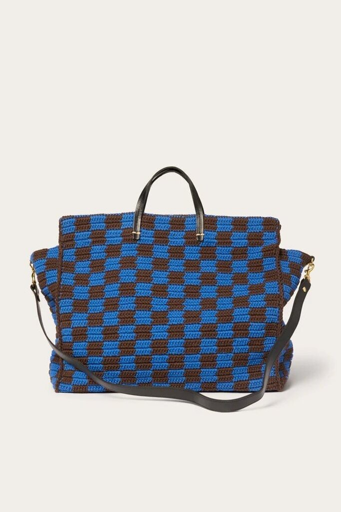 Clare V Summer Simple Tote in Deepblue/Chocolate (Retails for $295)