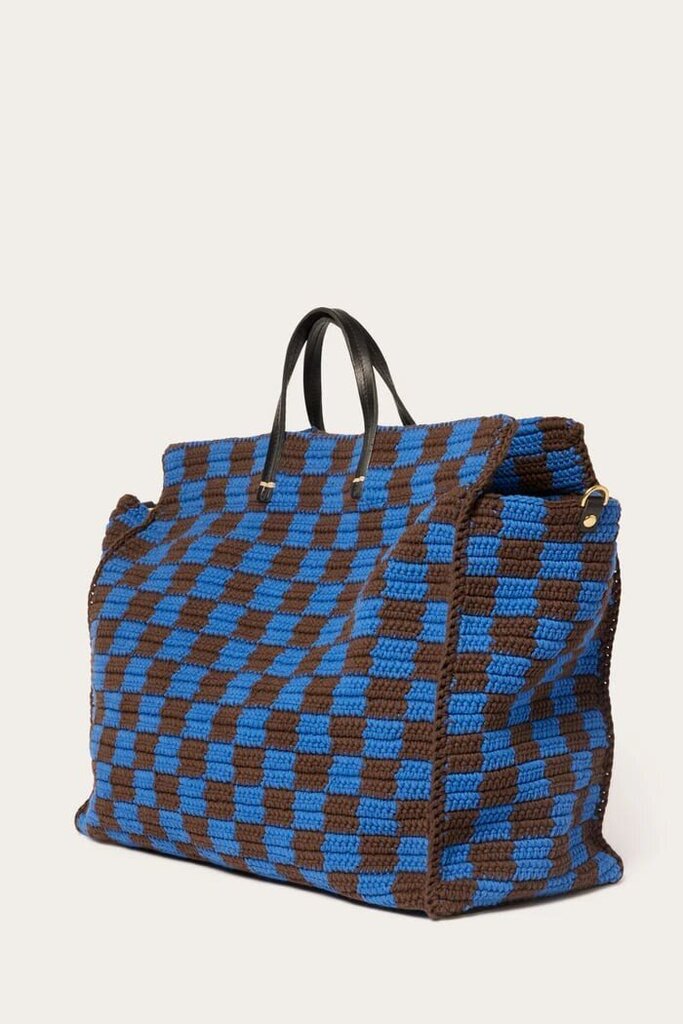 Clare V Summer Simple Tote in Deepblue/Chocolate (Retails for $295)