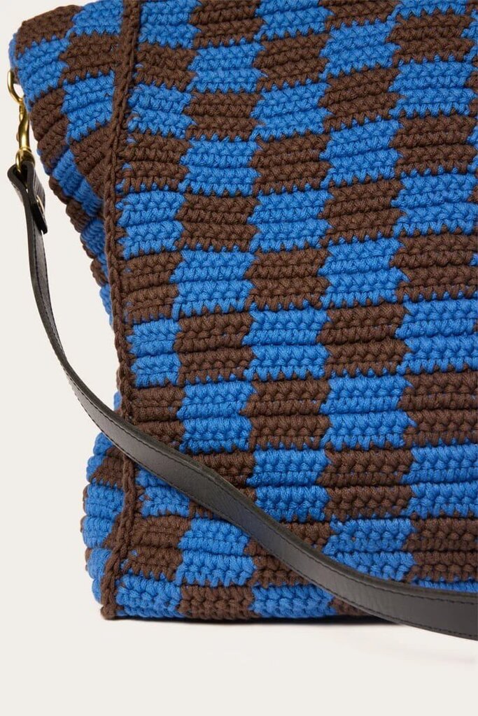 Clare V Summer Simple Tote in Deepblue/Chocolate (Retails for $295)